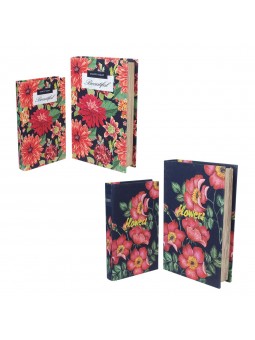 S/2 caja libro flores