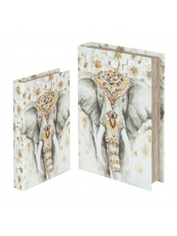 S/2 cajas libro elefante