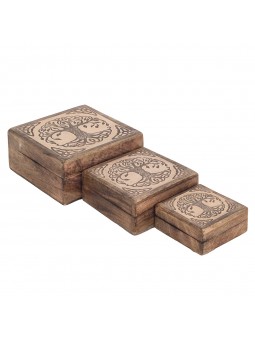 Set 3 cajas cuadradas arbol