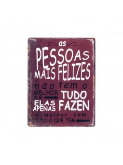 Placa pared pessoas felizes