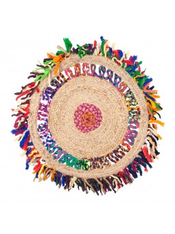 Alfombra yute/colores flecos