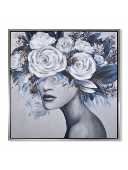 Cuadro mujer flores en el...