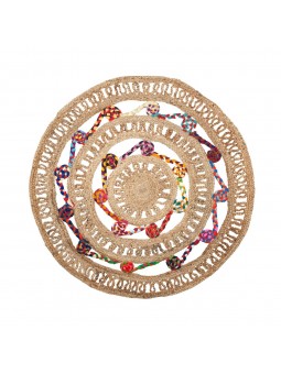 Alfombra yute/colores 90cm red