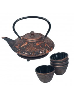 Set tetera 0,8l negra-cobre