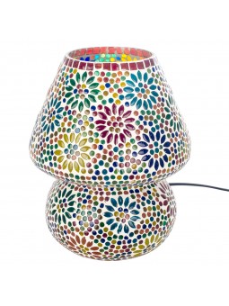 Lampara seta c/flores mosaico