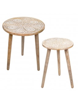 Set 2 mesas talladas